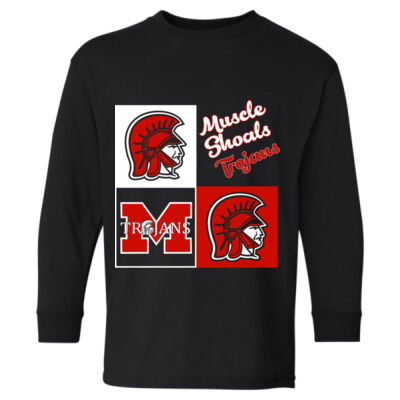 Squares Trojans  - Heavy Cotton Youth Long Sleeve T-Shirt Thumbnail