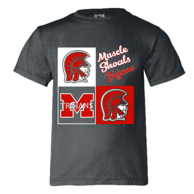 Squares Trojans  - Youth Garment Dyed Ringspun T-Shirt Thumbnail
