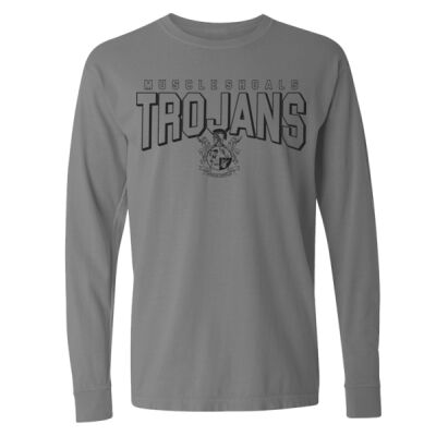 Trojans Crest  - Garment Dyed Heavyweight Ringspun Long Sleeve T-Shirt Thumbnail